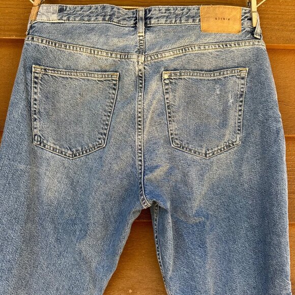 & Denim Boyfriend Fit Destroyed Taille Basse Light Blue Jeans Size 10 - Picture 9 of 13
